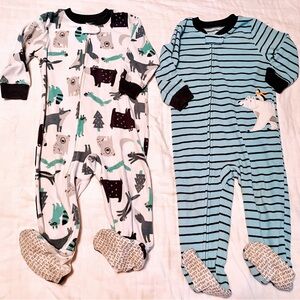 Kids Animal Print and Striped Footie Sleeper Set